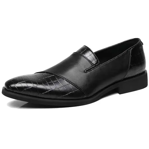 Produktbild: SANNAX Herren Mokassin Loafers Anzugschuhe Männer Slipper Freizeitschuhe Klassische Lederschuhe Schuhe Plain Toe Herrenschuhe für Arbeit, Freizeit und Business