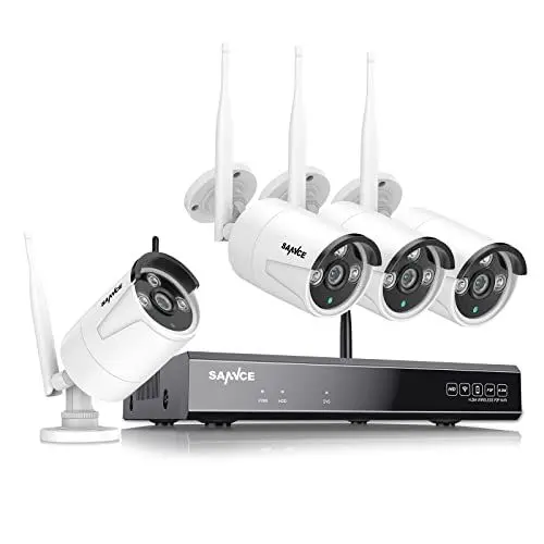 Produktbild: SANNCE 3MP WLAN Überwachungskamera Set mit mit Audioaufnehmen, 5MP 8CH NVR,4PCS 3MP Überwachungskamera Aussen WLAN,30m IR Nachtsicht, Bewegungserkennung Alarm unterstützt Amazon Alexa