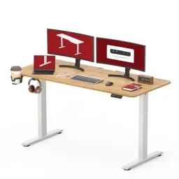 Produktbild: SANODESK Höhenverstellbarer Schreibtisch 140 x 60 cm Schreibtisch Höhenverstellbar Elektrisch Ergonomischer Steh-Sitz Tisch Computertisch für Heimbüro Homeoffice(ahorn)