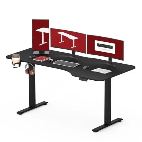 Produktbild: SANODESK Höhenverstellbarer Schreibtisch 160 x 75 cm Schreibtisch Höhenverstellbar Elektrisch Ergonomischer Steh-Sitz Tisch Computertisch für Heimbüro Homeoffice(schwarz)