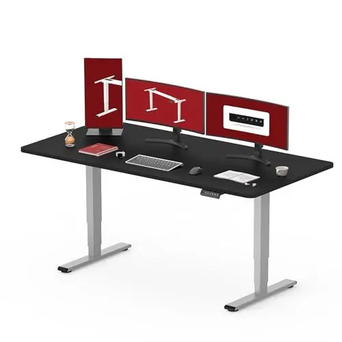 Produktbild: SANODESK Höhenverstellbarer Schreibtisch komplette Tischplatte Schreibtisch Höhenverstellbar Elektrisch Ergonomischer mit Flüsterleisem Dual-Motor 160x80cm