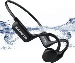 Produktbild: SANOTO Kopfhörer Schwimmen, IPX8 wasserdichte Kopfhörer Schwimmen, Knochenschall Kopfhörer Bluetooth 5.3, 16GB MP3, Zufalls-/Sequenzwiedergabe, Automatisch Speichern, Zum Schwimmen Laufen,Radfahren