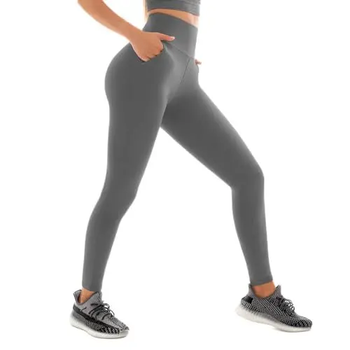 Produktbild: Sanpetix Women's High Waist Sport Leggings mit Taschen, Sporthose Damen Lang mit Handytasche für Gym Yoga 1 Pack Grau XXL