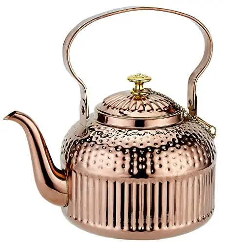 Produktbild: SANQIAHOME® 1,8 Liter Edelstahl-Teekanne mit Siebeinsatz, mit Teesiebgriff,Induktionsgeeignet Kupferfarben