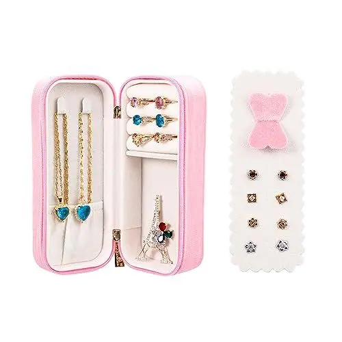 Produktbild: SANQIANWAN Klein Schmuckkästchen Schmuckkästchen Damen Schmuckkoffer Reise Schmuckaufbewahrung Schmuckbox Damen Schmuckschatulle für Ringe,Ohrringe,Halskette,Armbanduhr (Rosa, klein)