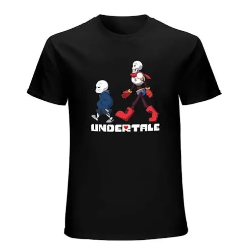 Produktbild: Sans and Papyrus Undertale Graphic Tee for Men 100% Cotton Short Sleeve T-Shirt Black M