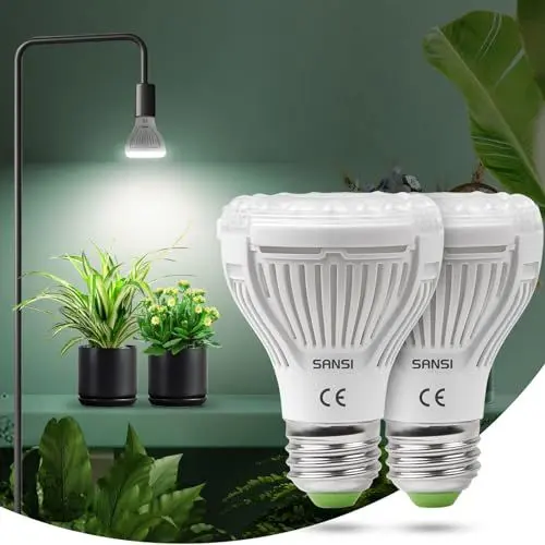 Produktbild: SANSI 10W LED Pflanzenlampe Vollspektrum für Zimmerpflanzen, 150W Äquivalent LED Grow Light E27, 4000K Grow Lampe für Sämling, Garten, Blumen, Gewächshaus, Hydrokultur, Gartenbau (2 Stücke)