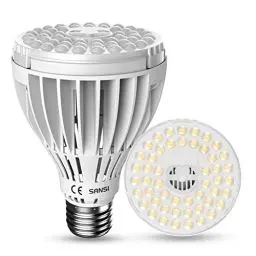 Produktbild: SANSI 24W LED Pflanzenlampe Vollspektrum, E27 Weiß 300W äquivalente LED Wachstumslampe für Zimmerpflanzen, Grow Light mit High PPFD, 4000K Tageslicht-Pflanzenlichter für Aussaat und Früchte