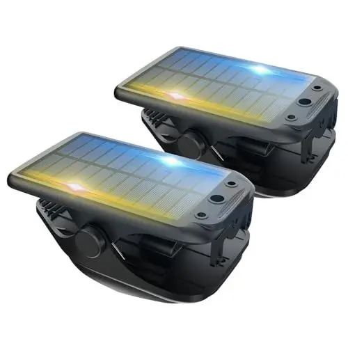 Produktbild: SANSI Clip On Solarleuchte mit Bewegungsmelder für Außen, 66 LEDs 6500K 500lm LED Strahler mit 3 Modi, IP66 Wasserdicht Tragbare Solarlampe für Terrasse Campingzelt Garten Notbeleuchtung, 2 Stück