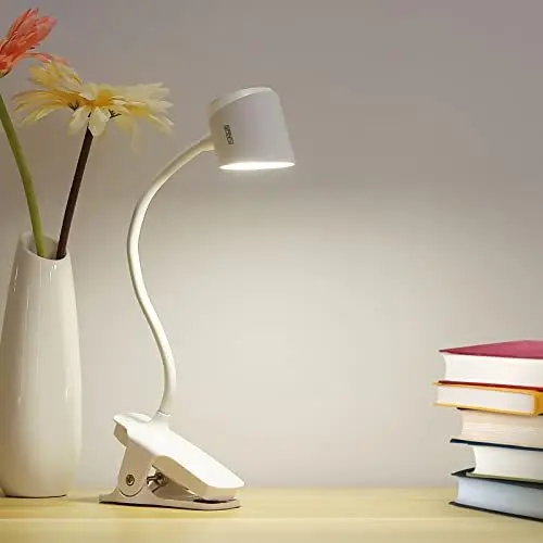 Produktbild: SANSI Clip Schreibtischlampe LED mit COC-Technologie, dimmbare 4W wiederaufladbare Augenschutz-Schreibtischlampe, 3 Helligkeitsstufen 5000K Leselicht, inklusive USB-Kabel