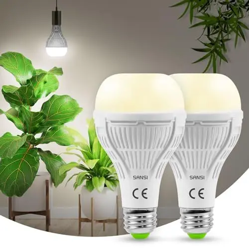 Produktbild: SANSI LED Pflanzenlampe, 2er-Pack 15W Vollspektrum Grow Light (200W Äquivalent) mit mattierter optischer Linse 120° Abstrahlwinkel hohe PPFD, E27 Wachstumslicht für für Zimmerpflanzen Obst und Blumen