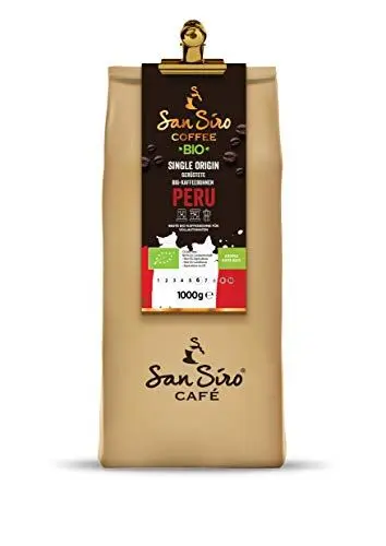 Produktbild: SanSiro BIO Single Origin Kaffeebohnen | 1 Kg PERU Bohnenkaffee | Länderkaffee | Ganze Bohnen | Für Kaffeevollautomat | Nachhaltig und Umweltfreundlich