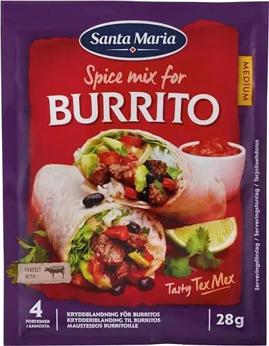 Produktbild: Santa Maria Burrito Gewürzmischung | 20 x 28g | Vegan & Würzig | Ideal für Tortilla- und Tacofüllungen