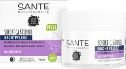 Produktbild: SANTE Naturkosmetik Glättende Nachtpflege, Feuchtigkeitsspendende Nachtcreme für einen strahlenden Teint, Mit natürlichem Hyaluron und Parakresse, 1 x 50 ml