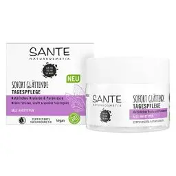 Produktbild: SANTE Naturkosmetik Glättende Tagespflege, Feuchtigkeitsspendende Tagescreme für einen strahlenden Teint, Mit natürlichem Hyaluron und Parakresse, 1 x 50 ml