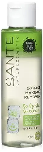 Produktbild: Sante Naturkosmetik 2-Phase Make-up Remover, Entfernt Augen- & Lippen-Make-up, Sanft & beruhigend, Mit Bio-Gurken Extrakt, Entfernt wasserfestes, Vegan, 110ml