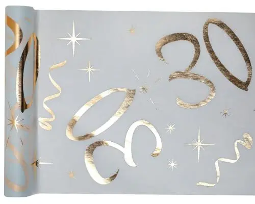 Produktbild: Santex Tischläufer, Weißgold, 30 Jahre, 30 cm x 5 m, Dekostoff, Banner, Tischdecke, Tischläufer