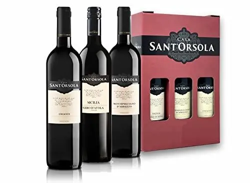 Produktbild: Sant'Orsola Chianti D.O.C.G. + Montepulciano D.O.C. d'Abruzzo + Nero d'Avola D.O.C. Italien Rotwein Geschenkbox (3 x 0.75 l)
