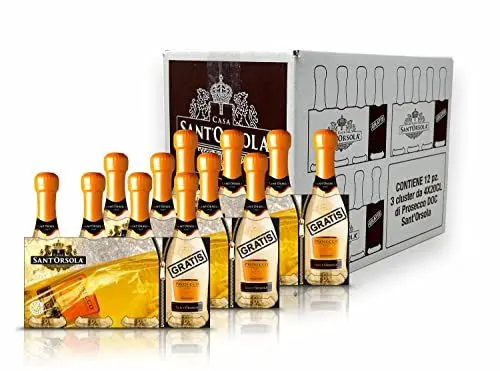 Produktbild: Sant'Orsola Prosecco D.O.C. Millesimato - trocken - Schaumwein Italien Wein 9 kleine Flaschen + 3 Flaschen KOSTENLOS (12 x 0.2 l)