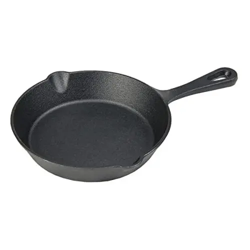 Produktbild: SANTOS Grillpfanne Gusseisen Ø20cm - runde Gusseiserne Pfanne mit Griff - Braten, Grillen & Backen - Gusseisenpfanne rund - Backofen, Feuer & Grill