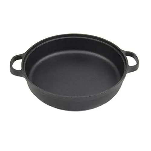 Produktbild: SANTOS Grillpfanne rund Ø30cm - Gusseiserne Pfanne - Braten, Backen - Gusseisenpfanne rund - 2 Griffe - ideal für Weber GBS - Gusseisen-Grillpfanne