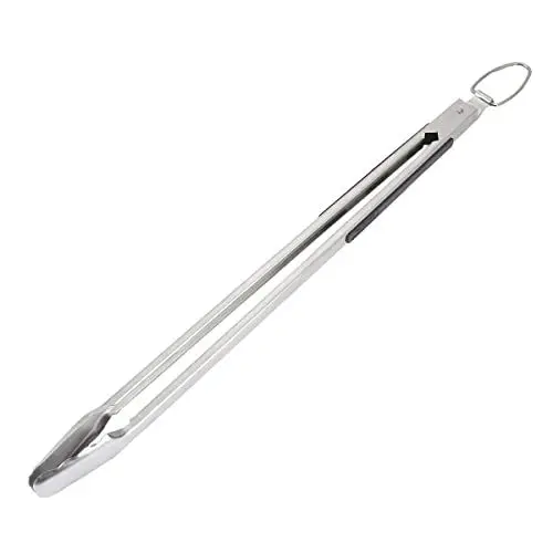 Produktbild: SANTOS XXL Edelstahl Grillzange 53cm - Kochzange, eckiger Kopf - ergonomische Handhabung - gebürsteter/rostfreier Edelstahl - starker Federmechanismus