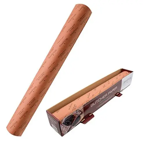 Produktbild: SANTOS original Pink Butcher Paper Rolle - 60cm x 45m - festes & unbeschichtetes Metzgerpapier - ideal für 
