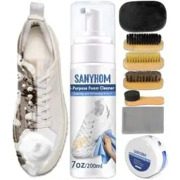 Produktbild: SANYHOM Sneaker Cleaner Set 8 in 1, Sneaker Reinigungsset für Sneaker und Schuhe, Premium Sneaker Reiniger Schuhreiniger-Set mit Bürste Schuhe Reinigungscreme und Handtuch für weiße Schuhe, Turnschuhe