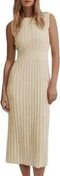 Produktbild: Saodimallsu Damen Sommerkleid Ärmellos Midikleid Strand Tank Kleid Sexy Partykleid Figurbetontes Kleid Einfarbig Strickkleid Casual Freizeitkleid Beige M