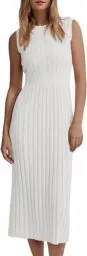 Produktbild: Saodimallsu Damen Sommerkleid Ärmellos Midikleid Strand Tank Kleid Sexy Partykleid Figurbetontes Kleid Einfarbig Strickkleid Casual Freizeitkleid Weiß M