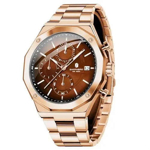 Produktbild: SAPPHERO Uhren Herren Analog Quarz Armbanduhr Herren 50M Wasserdichtigkeit Silber Edelstahl Mit Datum Elegantes Geschenk für Männer