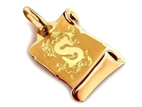 Produktbild: Sapphir 9 Karat Anhänger Buchstabe S Papyrus - Kettenanhänger Gelbgold - Charm für Kette - Damen Herren Goldanhänger - Elegante Modeschmuck Geschenkidee - inkl Zwei Luxusgeschenke