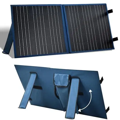 Produktbild: SARONIC 100 Watts Faltbares Solarpanel 12V Monokristalline Ladegerät mit Ladereglerfür Camper, Caravaning, Motorhome-Rallyes, Mobile-Offices-System 12V (Blau)