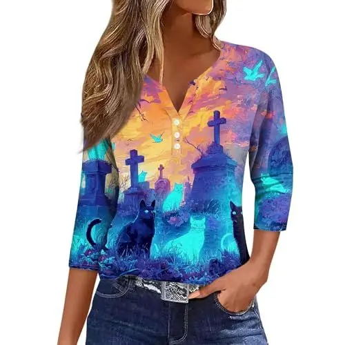 Produktbild: Sassy Classy Bluse, Schwarz-Weiß Gemustert Seidenbluse Damen Knitterfrei Oberteile Elegant Wickelbluse Kleid Lang Festlich Shirts & Blusen Trachtenbluse Blau 2XL