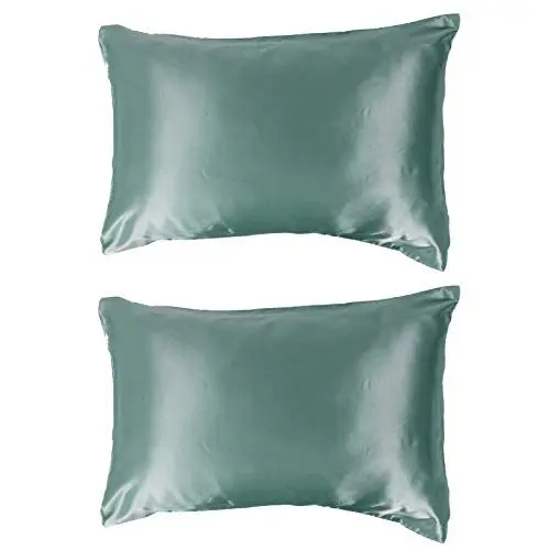 Produktbild: Satin-Kissenbezug, 2 Stück, Luxuriöse und Seidige Kissenbezüge, Seidenkissenbezüge, Kissenschutz, Weicher Kissenbezug mit Versiegeltem Umschlag, Bettwäsche für Frauen und Männer,