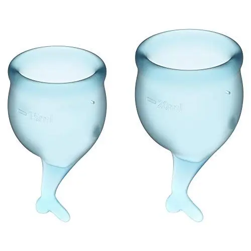 Produktbild: Satisfyer, Menstruationstasse, 'Feel Secure - Menstrual Cup Set', 2 Stück, 15 & 20 ml, wiederverwendbar, nachhaltig, einfache Reinigung, Farbe:hellblau