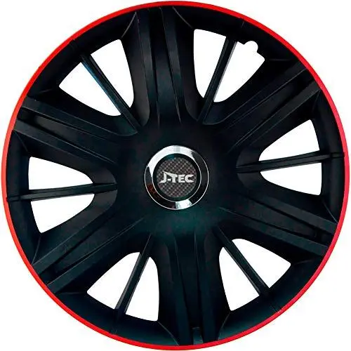 Produktbild: Satz J-Tec Radzierblenden Maximus GTR 16-Zoll Schwarz/Rot + Chrom Ringe