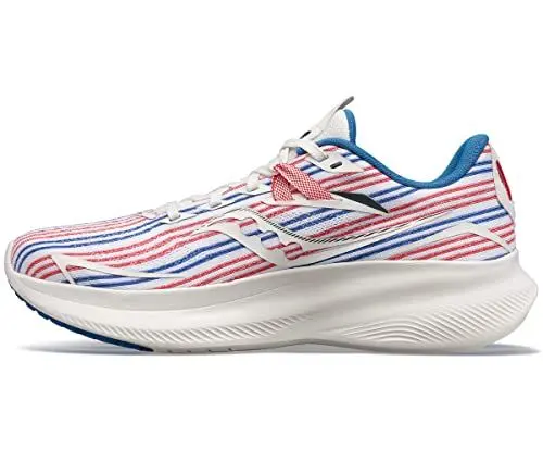 Produktbild: Saucony Men's Ride 15 Sneaker, White/Blue/Red, 12.5