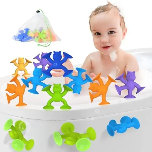 Produktbild: Saugnapf Spielzeug Kinder, Niedlicher Bär Badewannenspielzeug, Montessori Spielzeug ab 2 Jahr Silikon Badespielzeug Baby ab 1 2 3 Jahre Reise Spielzeug Sensorik Spielzeug für 4-8 Jahre (12)