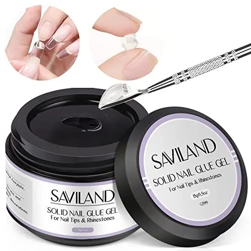 Produktbild: Saviland Fester Nagelkleber für Tips, 15ml Nagelkleber für Kunstnägel Extra Starker Glue Gel Press on Nail Glue U V Gel Nagelkleber Für Langanhaltende Zuhause Salon DIY-Nagelkunst-Design