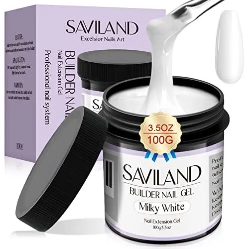 Produktbild: Saviland Milchig Weißes Aufbaugel – 100g/3.53oz Hartgel für Nägel Große Kapazität, Für Gelnägel,Nagelfestigungsgel für Nagelverlängerung Nail Art Maniküre U V Builder Nagelgel für Nagelstudio