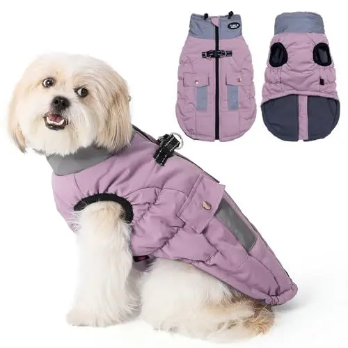 Produktbild: Savlot Hundejacke Wasserdichter Hundemantel Reflektierende Jacke für kaltes Wetter mit weichem Fleecefutter Warmer Mantel für Hund Indoor & Outdoor Camping Wandern Rosa M