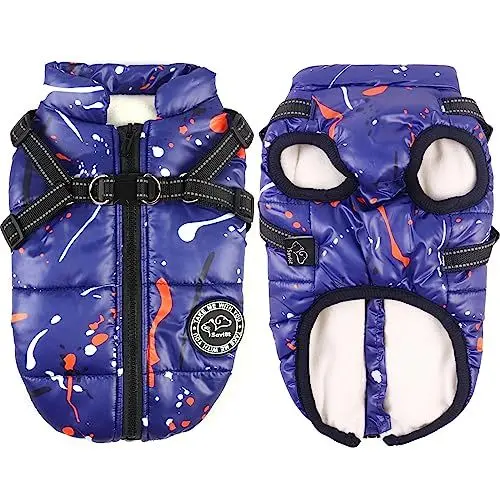 Produktbild: Savlot Hundemantel Winter Welpen Mäntel Hund Wintermantel Hundegeschirr Mantel Kleiner Hundegeschirr Welpenjacke Weste Kleidung Reflektierende wasserdichte Hundemäntel