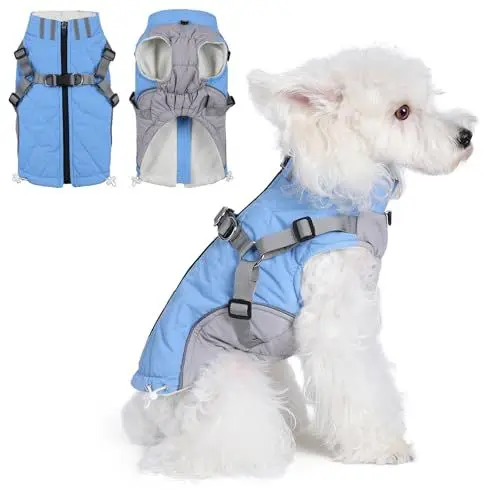 Produktbild: Savlot Warme Hundemäntel Hunde-Winterjacke für kleine Hunde Hundemantel mit D-Ringen wasserdichte Welpenjacke Winddichte Katzenkleidung Reflektierende Weste Hundekleidung