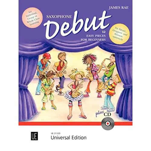 Produktbild: Saxophone Debut: Zwölf leichte Stücke für den Anfang im Einzel-, Gruppen- und Klassenunterricht. für 1-2 Saxophone mit CD oder Klavierbegleitung.