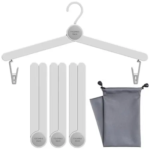 Produktbild: Sazfli Faltbare Reisekleiderbügel mit 360° Drehbaren Clips, Stabile Leichte Kleiderbügel für Kleidung und Socken, Ideal für alle Reisebedürfnisse, 4er Pack 4 Pz