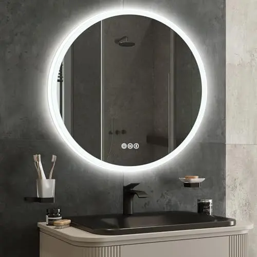 Produktbild: S'bagno Badspiegel mit Beleuchtung mit Farbwechsel Anti-Beschlag-Touch-Dimmung, 600mm Badezimmer Spiegel mit Led mit Bluetooth, Spiegel mit Beleuchtung Integriert in den Acrylkante