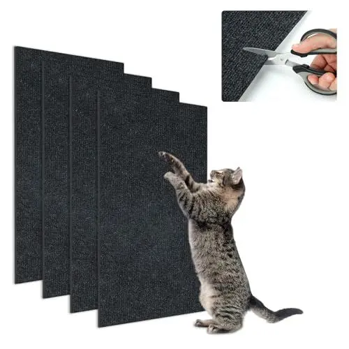 Produktbild: Sbayool 4 Stück Katzen Kratzmatte Selbstklebend, 60x40cm DIY Kratzmatte Katze, Zuschneidbare Kratzmatte Katze Wand, Kratzbrett Katzen Zum Schutz Von Sofas, Wänden Und Möbeln Vor Katzenkratzern