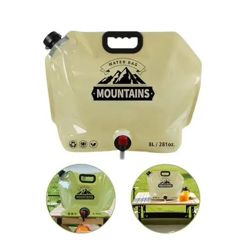 Produktbild: Sbomi Faltbarer Wasserkanister 8L - Trinkwasserkanister Faltkanister mit Hahn - Wiederverwendbare Wasserbeutel Wassersack - Faltwasserkanister - Wasser Behälter Container für Outdoor Camping (Weiß)