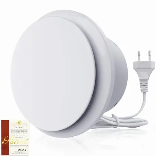 Produktbild: SBONNI Badlüfter 100mm, 12W Leiser Abluftventilator, 130m³/h Starker Lüftung Wandventilator, Geräuscharme Badezimmer Lüfter für Bad Küche,WC, Garage und Dachböden, 5 Jahre Garantie
